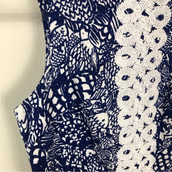 Lilly Pulitzer Navy & White Lace-Panel Sheath Dress Kentucky Derby Ready - Picture 4 of 13